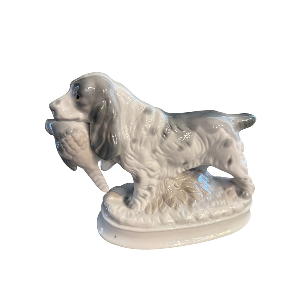 Price Products Vintage Porcelain Springer Spaniel Dog Figurine with Pheasant